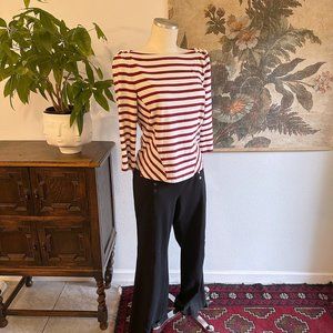 Veronica Beard, Red and White striped top with shoulder details, Size M